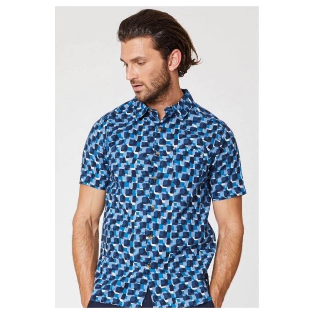 Thought Hemp and Cotton Button Up Shirt With Collar Camp Shirt Retro Luxury Sz M